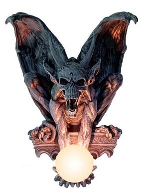 Gothic Gargoyle Lamp, Black Resin 16.5"H by ACK