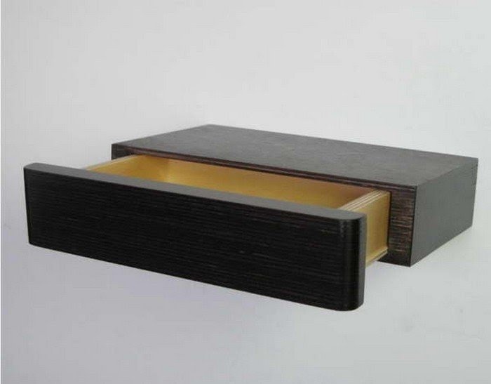 Oak floating shelf with drawer