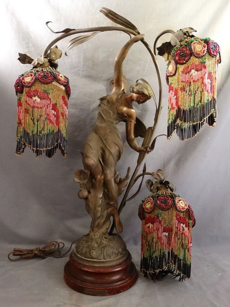 Antique art nouveau era bronzed statue winged nymph lady goddess