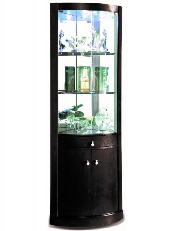 Corona black corner display cabinet black vaneer corner display