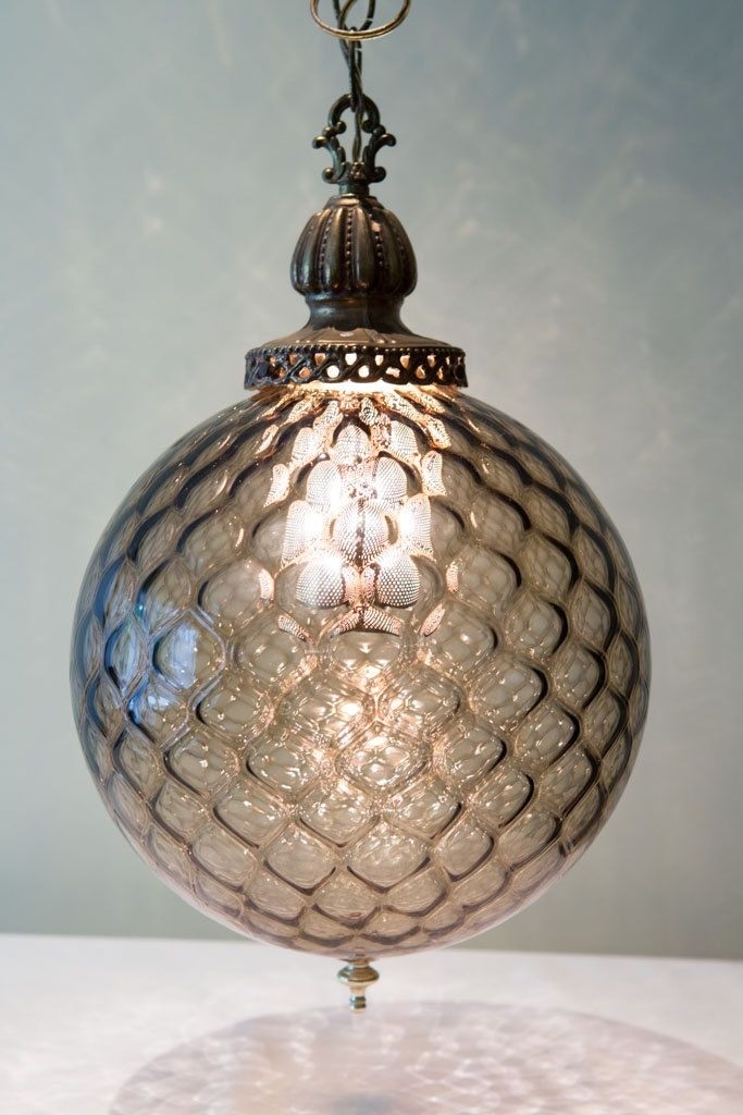 Great amber smoke retro glass swag lamp