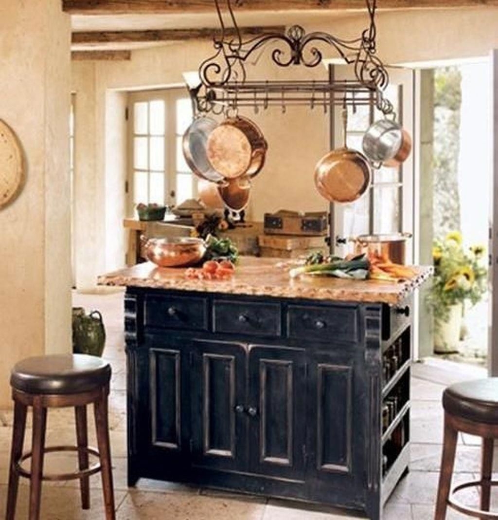 Kitchen island with pot rack 1