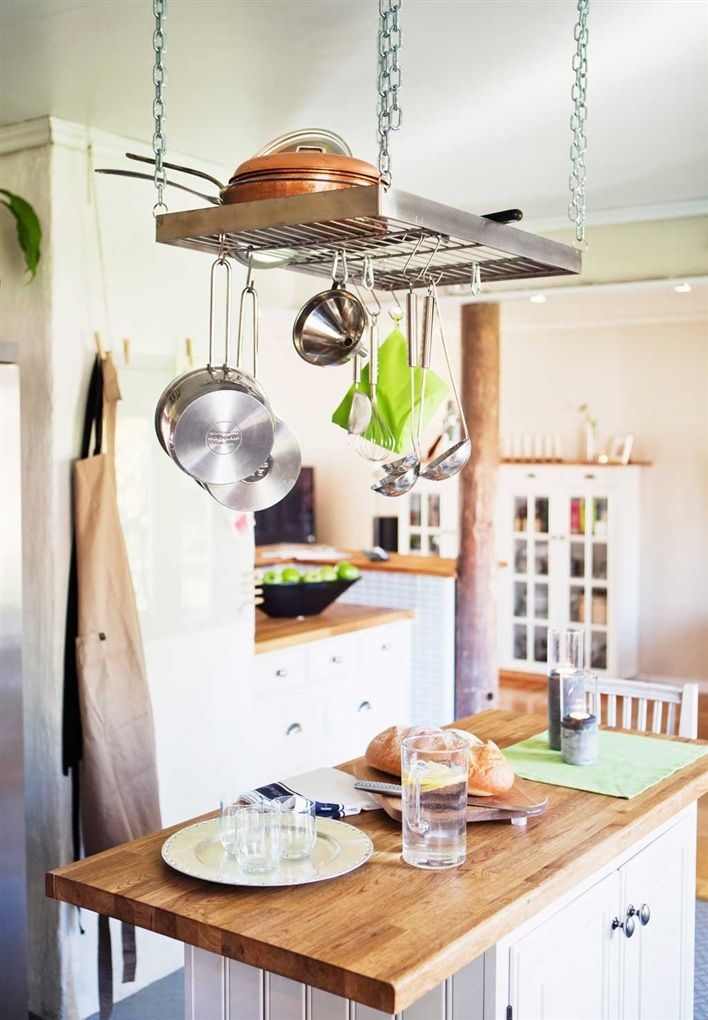 Kitchen island with pot rack 7