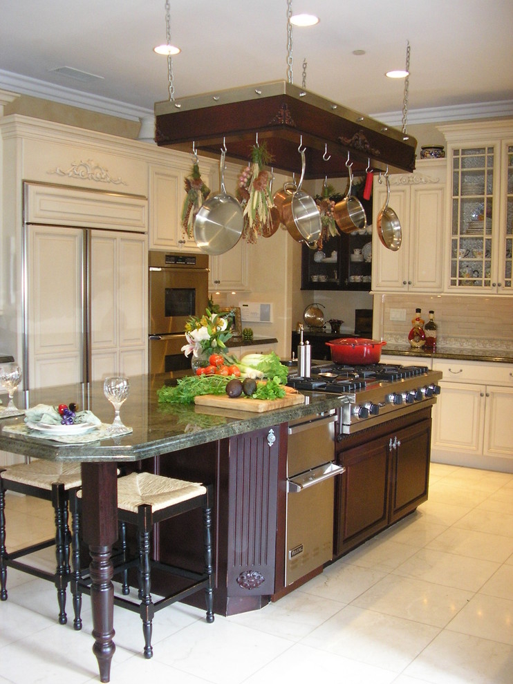 Kitchen island with pot rack 9