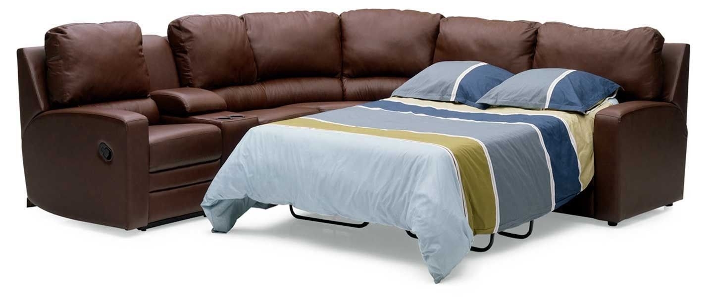 Leather sectional sofa with sleeper