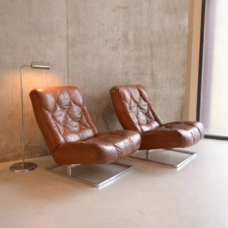 Original mid century 1970s brown leather