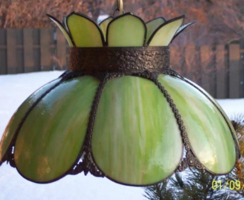 Slag glass lamp shade 18