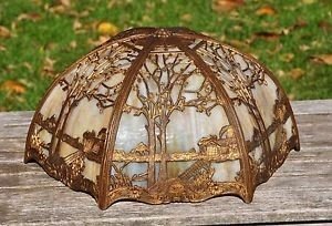 Slag glass lamp shade 8