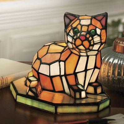 Stained glass cat lamp 1