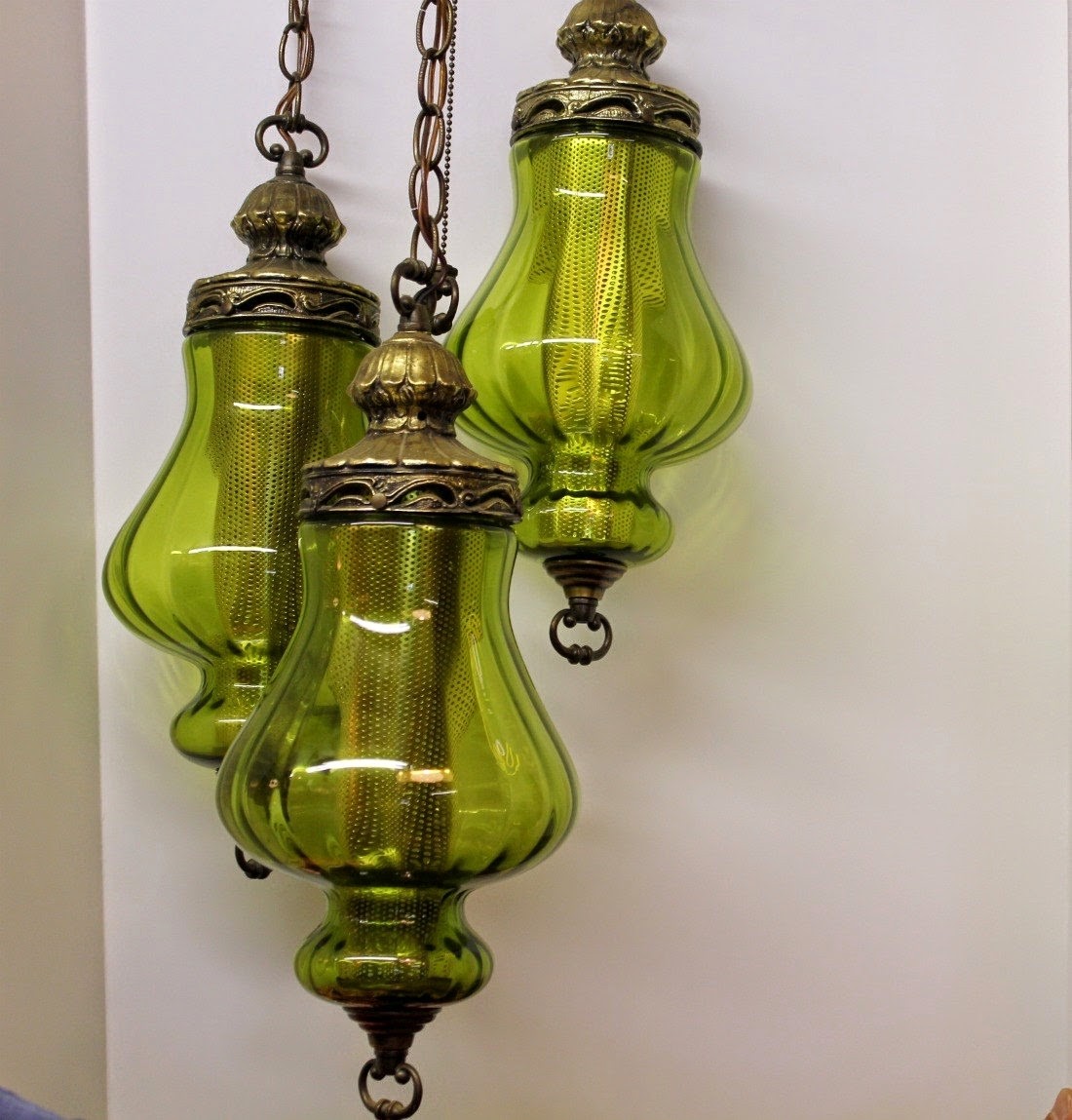 Vintage 3 triple globe swag light lamp