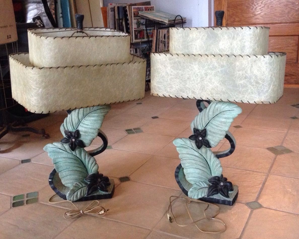 Vintage mid century hawaiian chalkware continental art co lamp modern