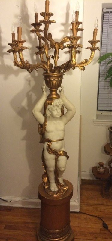 Antique Vintage Style Detailed Cherub Floor Lamp Unique One Of A Kind
