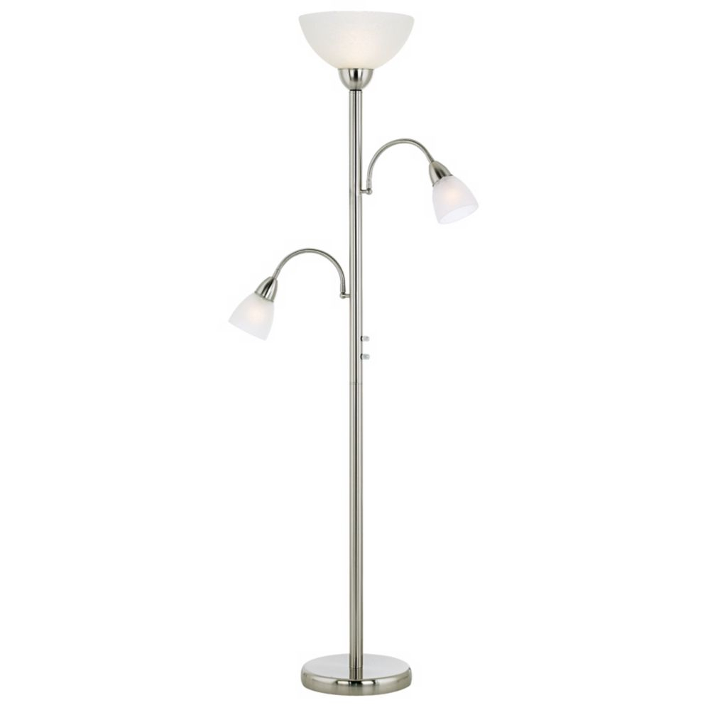 Brushed Steel Gooseneck Torchiere Floor Lamp