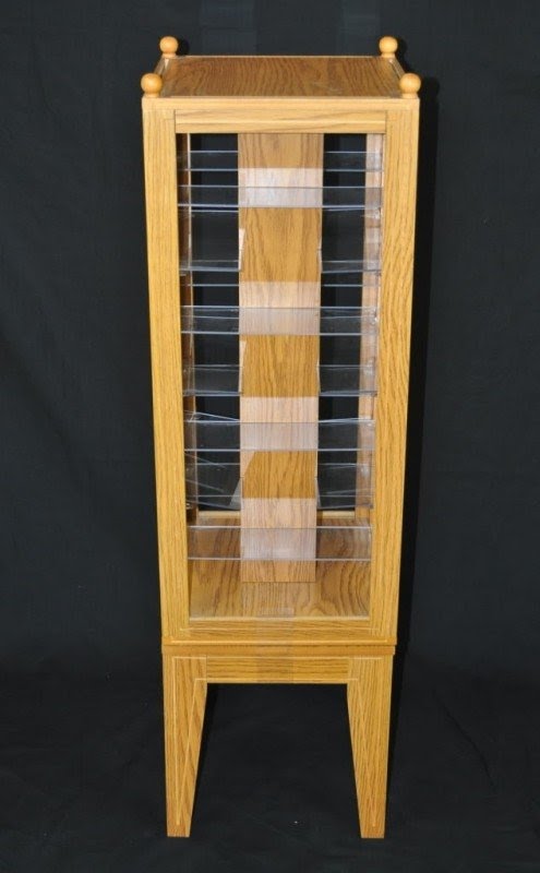 Details about curio display case wood cabinet rotating 4 side