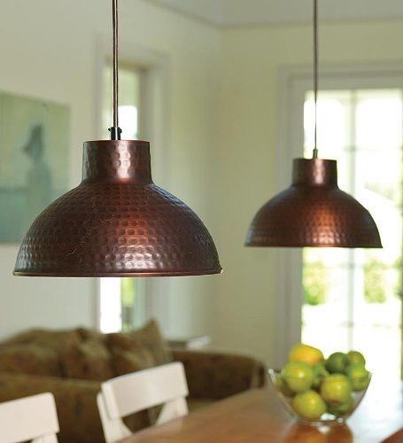 Hammered copper lamps