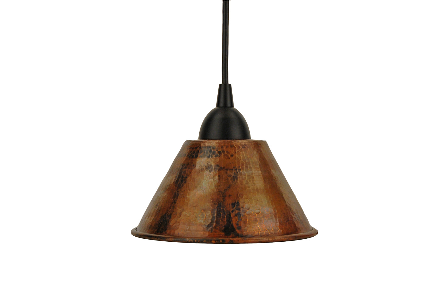 Hand hammered copper 7 inch cone pendant light mexico