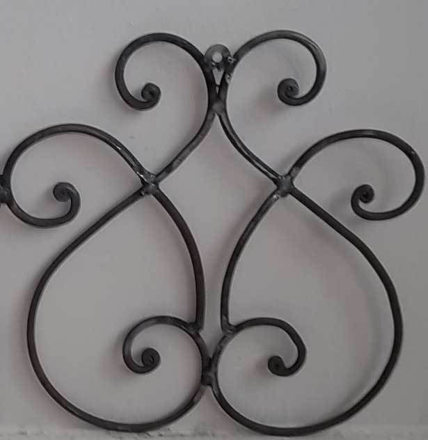 Rustic Wrought Iron Hanging Tuscan Wall Decor Metal Swirls Scrolls Art Grill