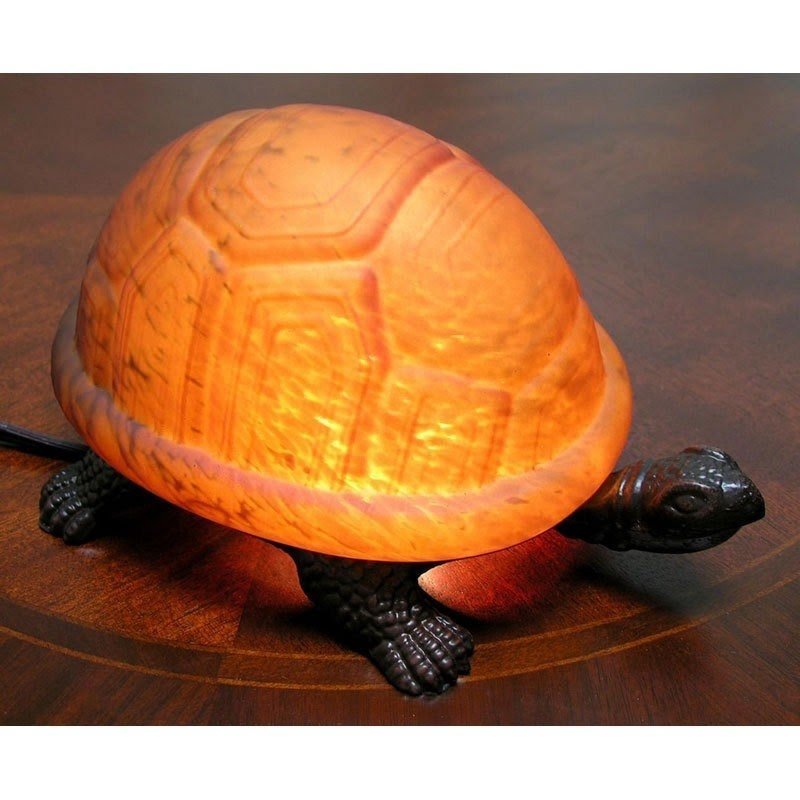 Warehouse of tiffany amber turtle accent table lamps set of