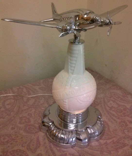 Art deco 1939 worlds fair style dc 3 airplane lamp