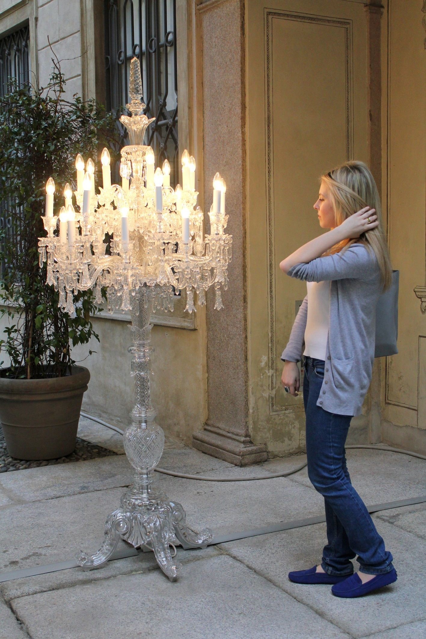 Crystal chandelier floor lamps