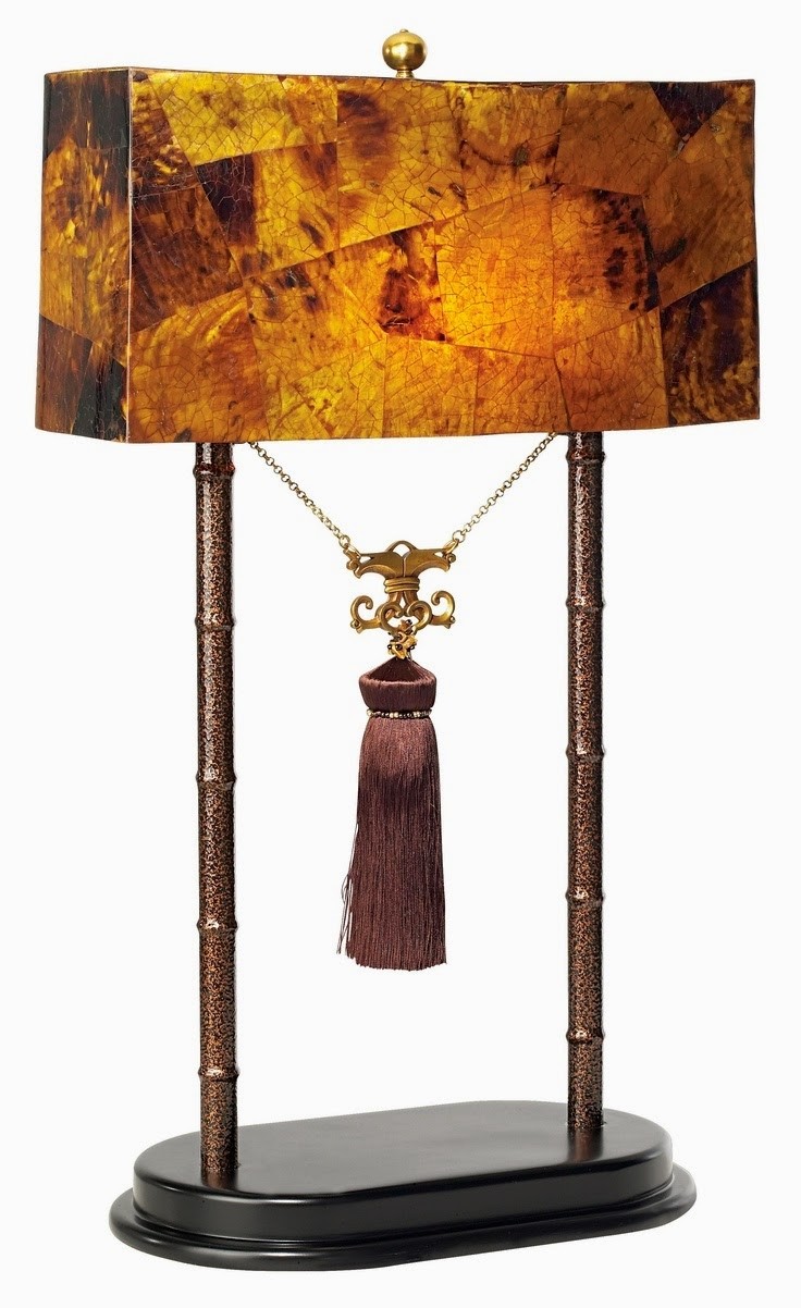 Maitland smith faux tortoise pen shell shade table lamp