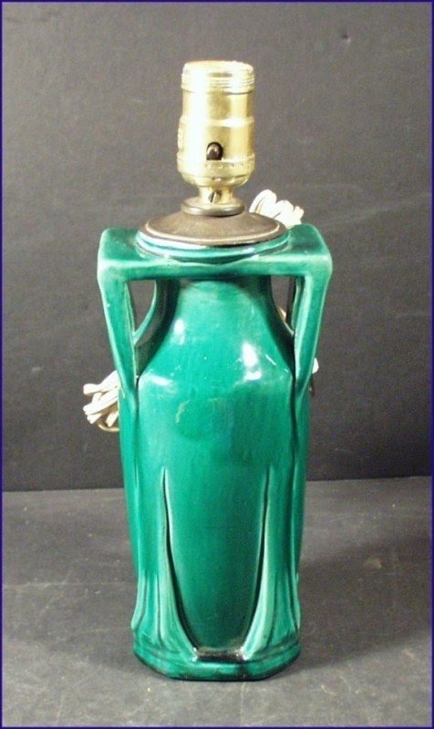 Antique Vintage Japanese Arts Craft Awaji Studio Pottery Art Nouveau Vase Lamp