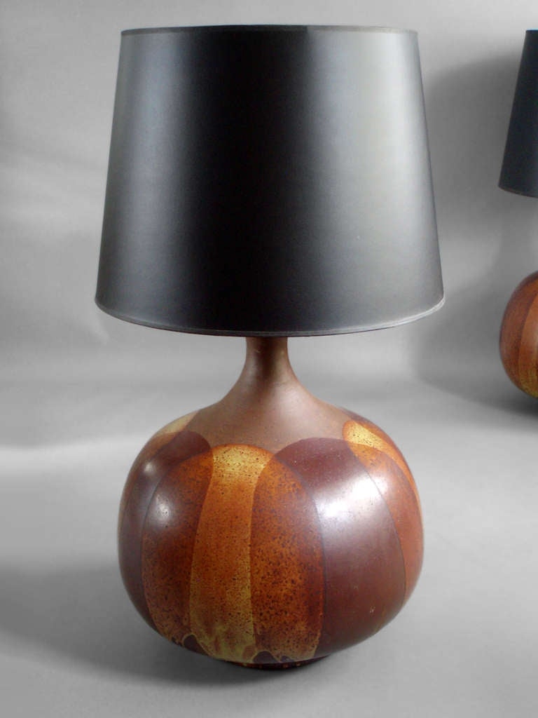 Over Scale Japanese Style Pottery Table Lamps