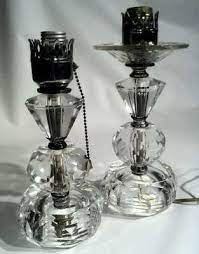 Pair of vintage hand cut lead crystal lamps