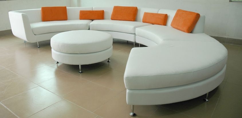 Round leather sofa 36