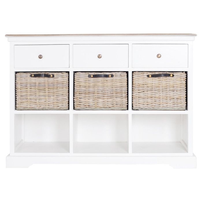 This crisp white sideboard offers versatile style for your dining