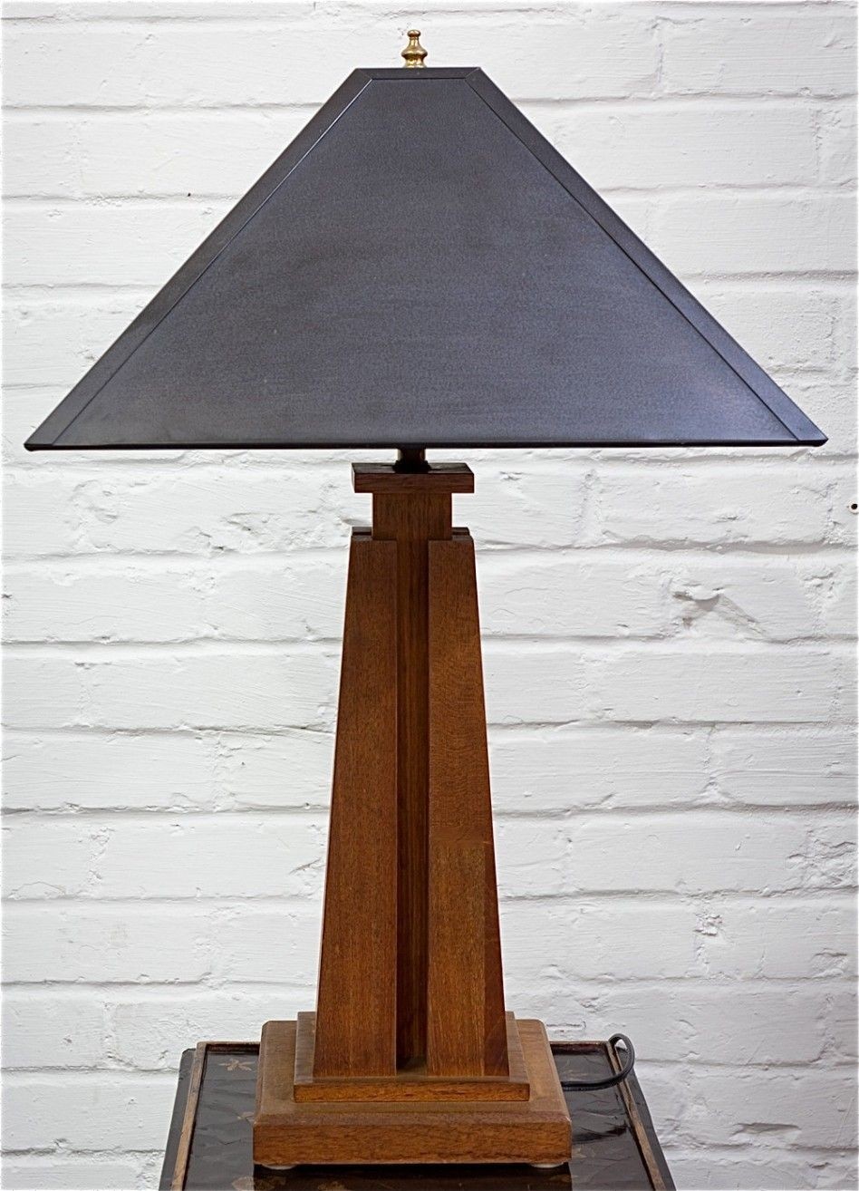 Wood mission style table lamp
