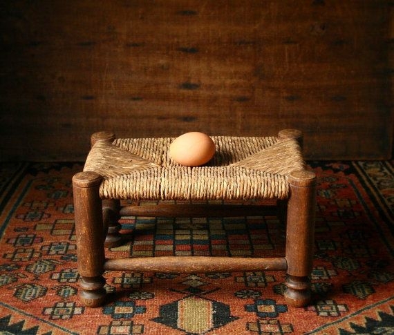 Antique foot stool rush foot rest
