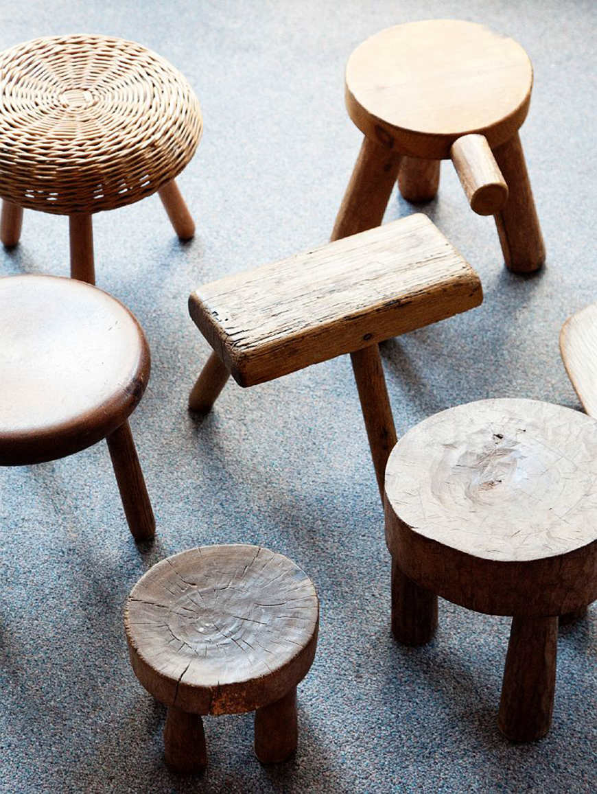 Short wood stool