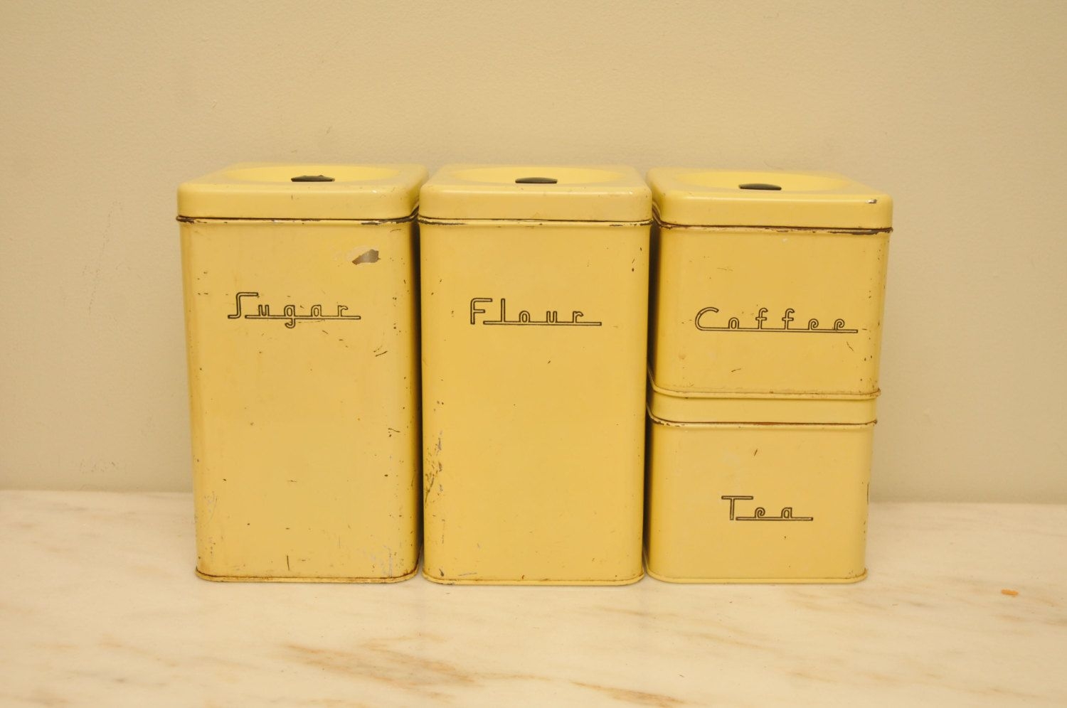 Vintage 1950s yellow kitchen canister