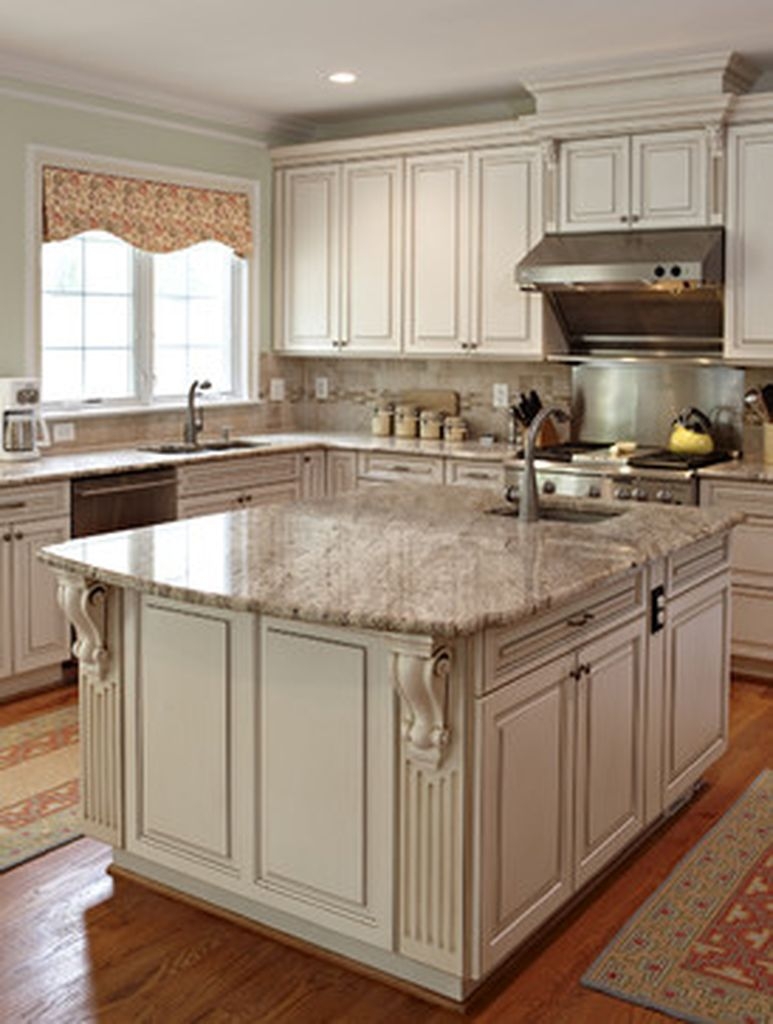 White Kitchen Island With Granite Top