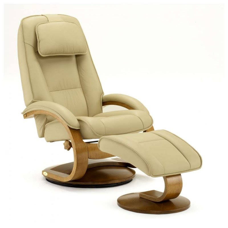 Bergen c cobblestone top grain leather swivel recliner and ottoman