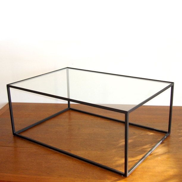 Black metal and glass coffee table 1