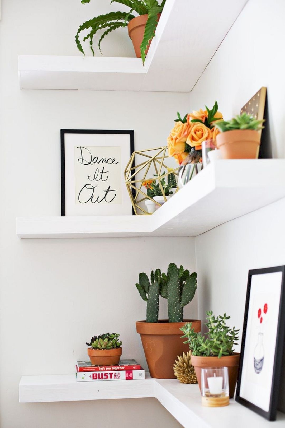 Corner shelves for bedroom 1