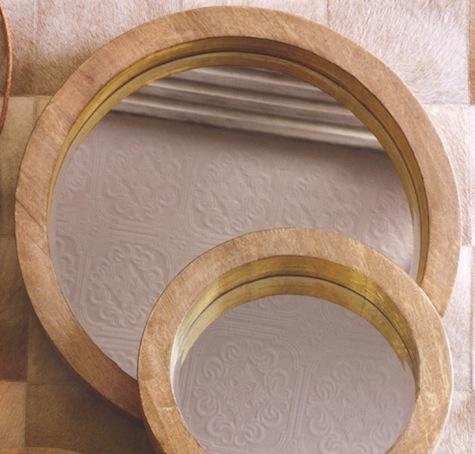 Large round wood mirror 27