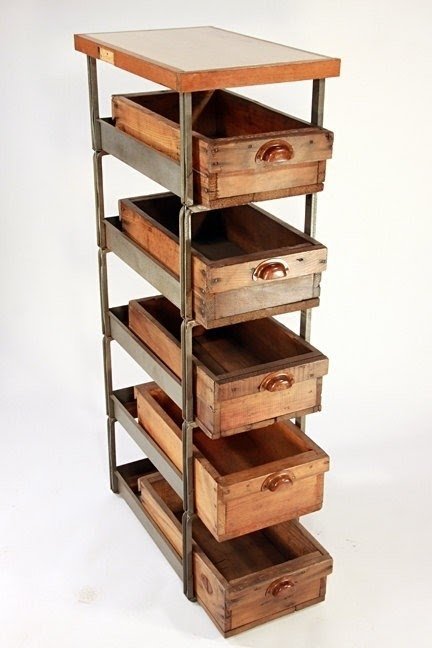 Upcycled industrial style drawers