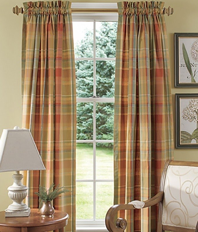 Blue plaid curtains