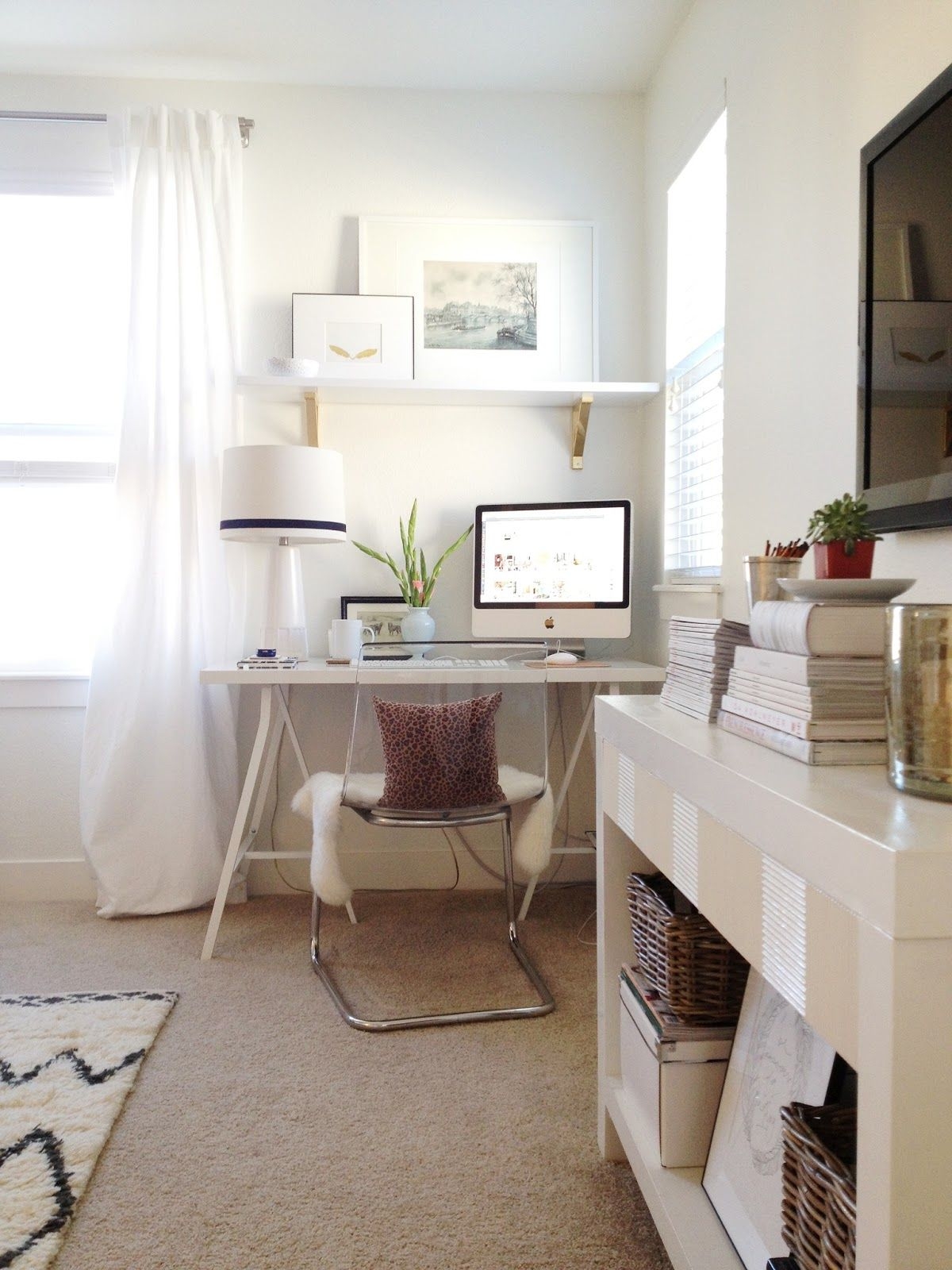 White corner desk with shelves 12