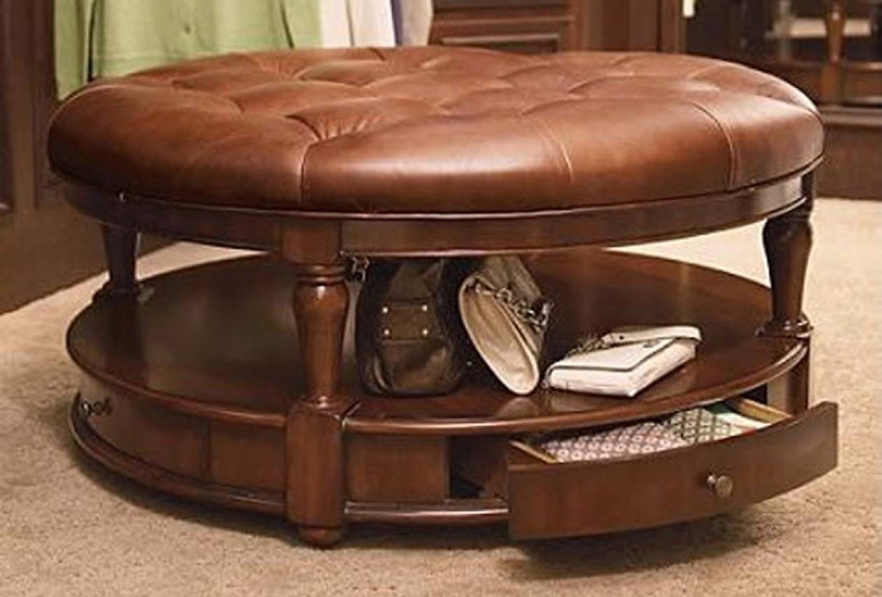 Round leather coffee table ottoman 10