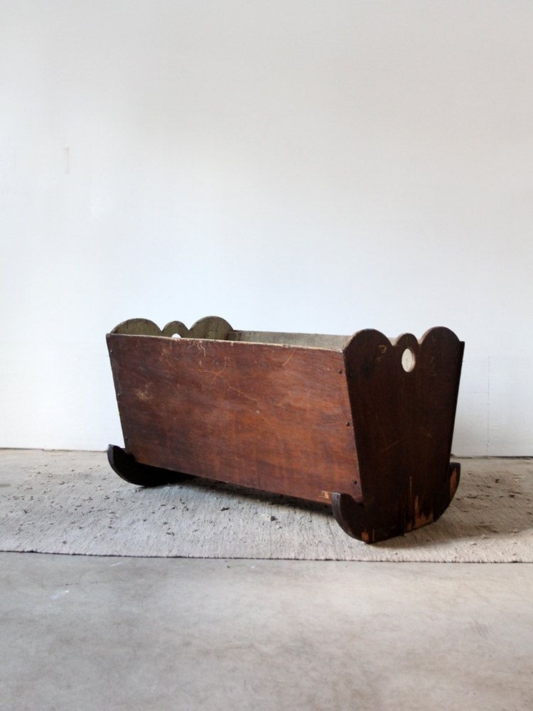 Antique wood baby bed rocking crib