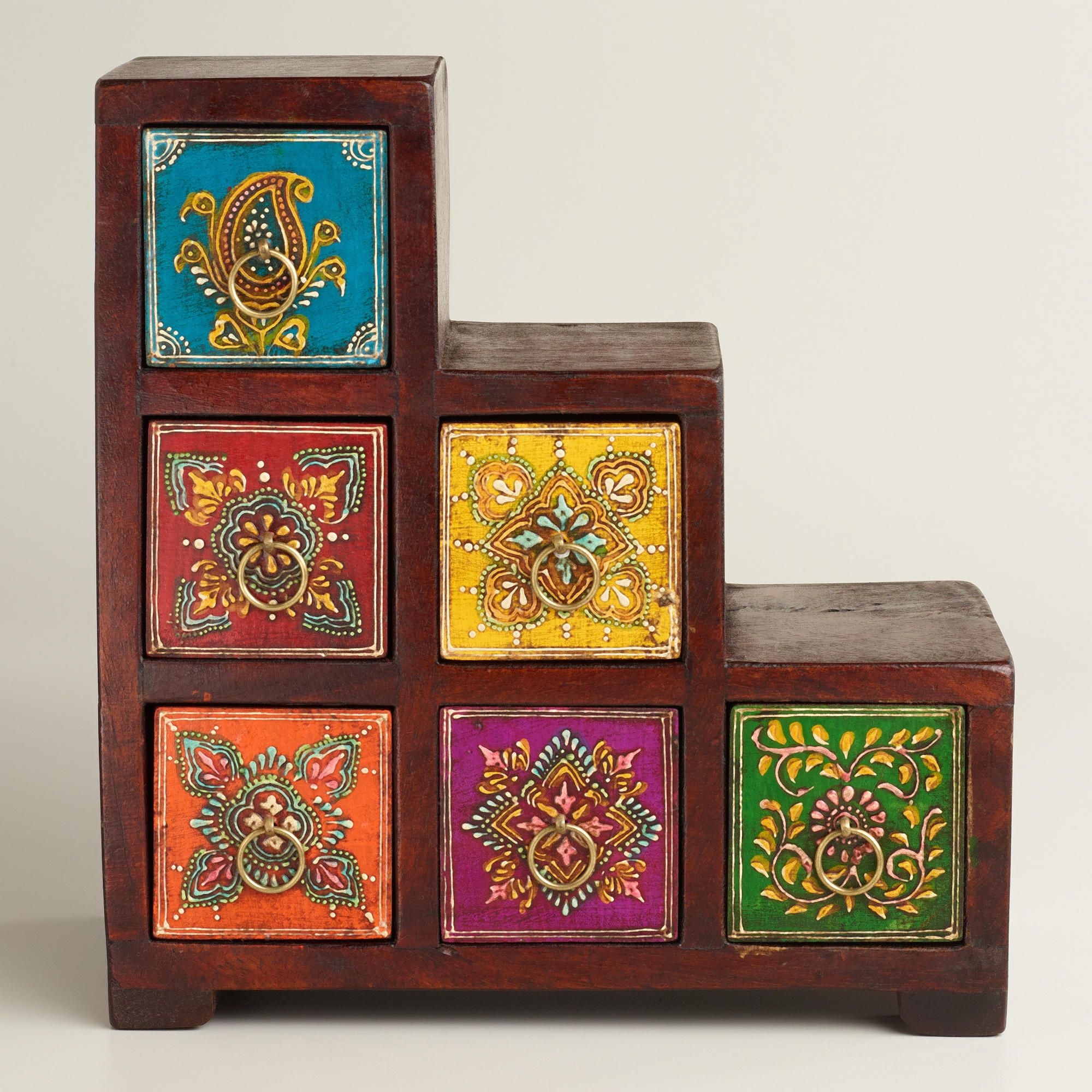 Moroccan style multicolor painted stepped chest world market i need