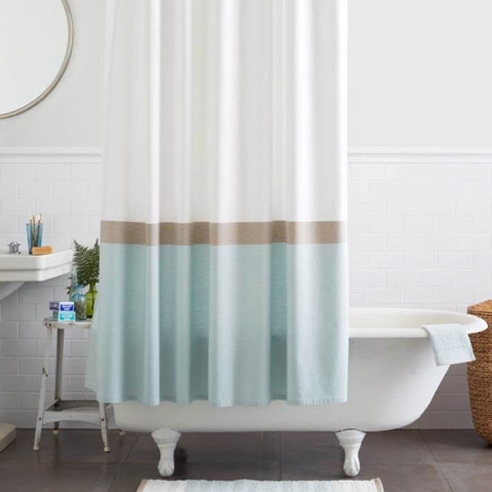 Mrk Horizon Stripe Shower Curtain Clearwater
