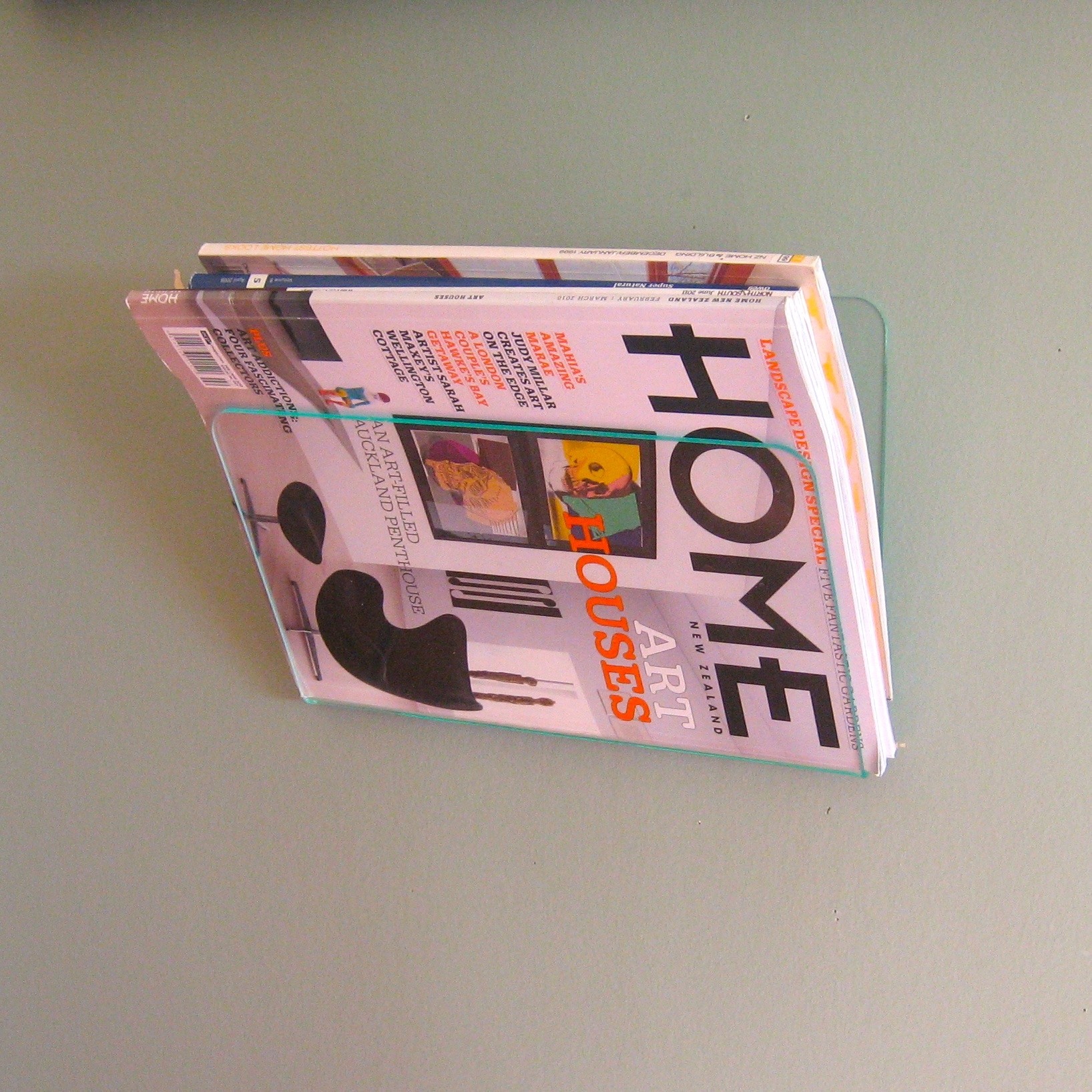 Wall mount bathroom magazine rack