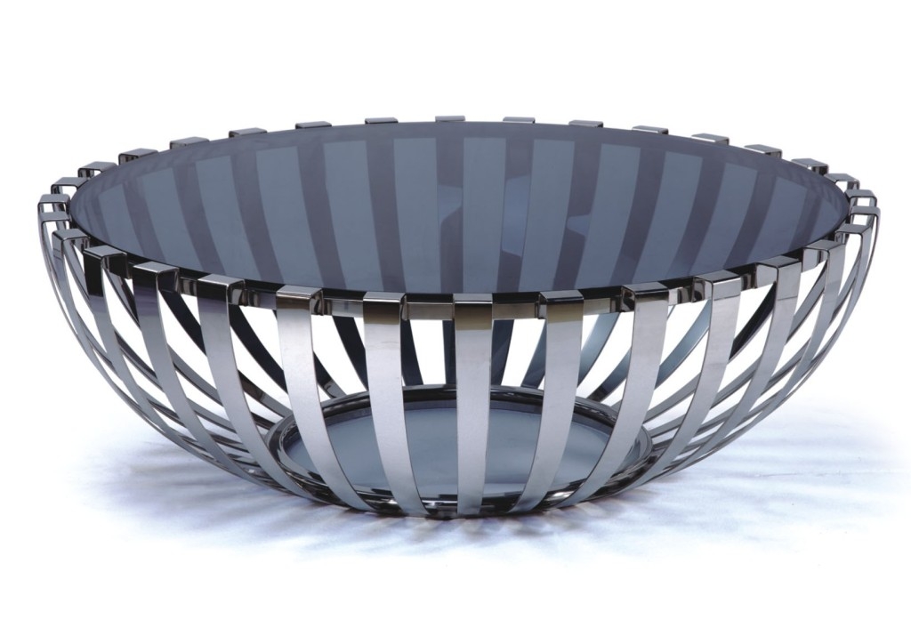 Modern Designer Large Round Coffee Table Glass Top Stainless Steel 184