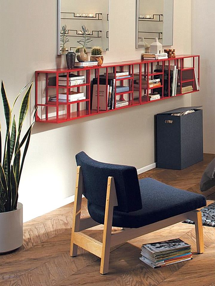 Wall mounted metal shelving