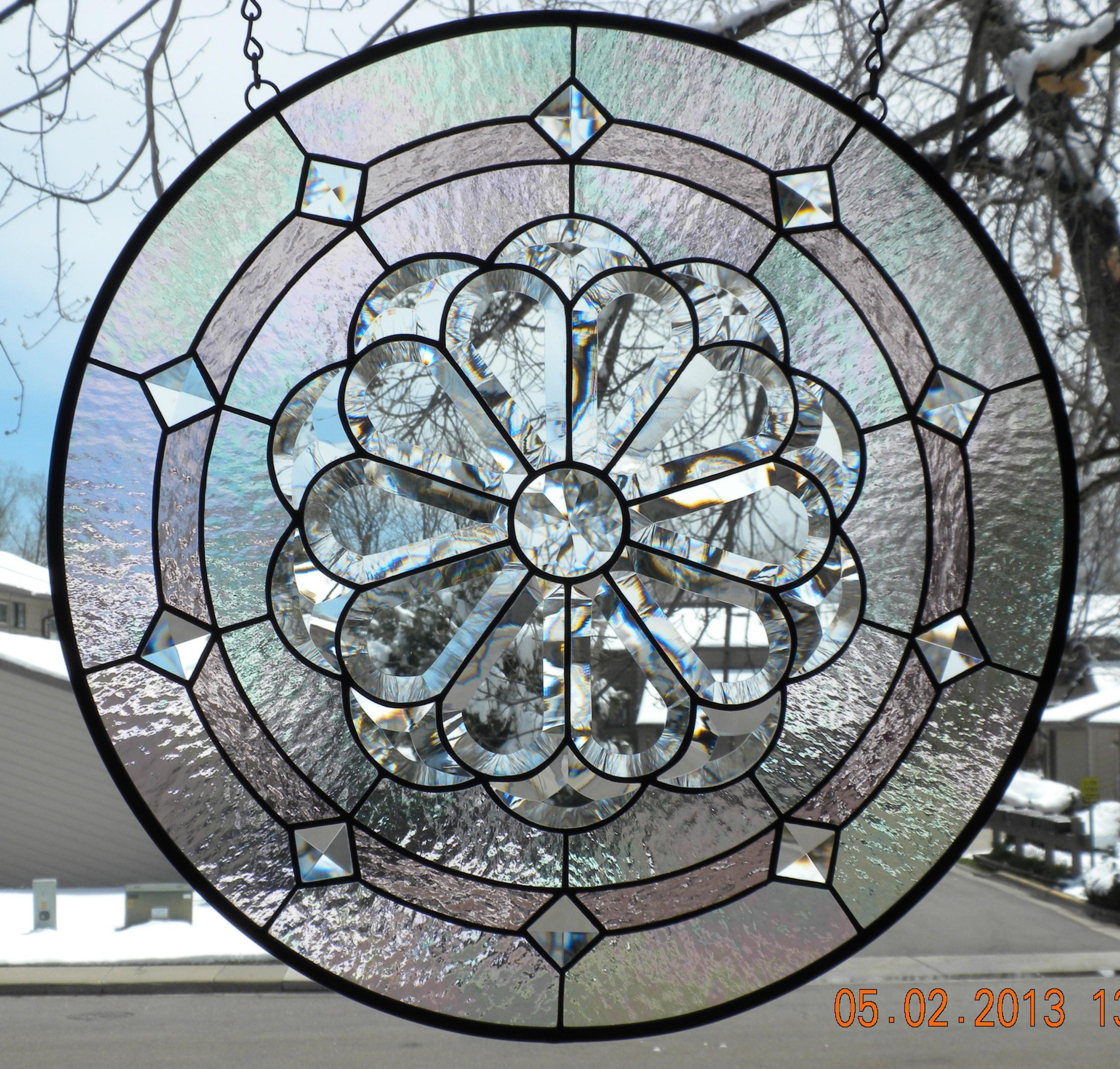 17 34 round iridescent handmade stained